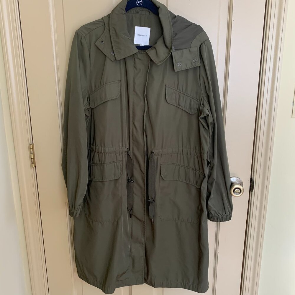 Avec Les Filles Womens Size XL Olive Green Mid Length Parka /Utility Jacket - Picture 2 of 13